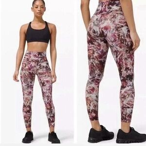 Lululemon High Rise Yoga Pilates Leggings Cinder Flash Multi Size 4 25” Inseam